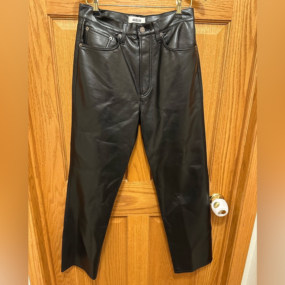 AGOLDE 90's Pinch Waist Recycled Black Leather Pants Detox